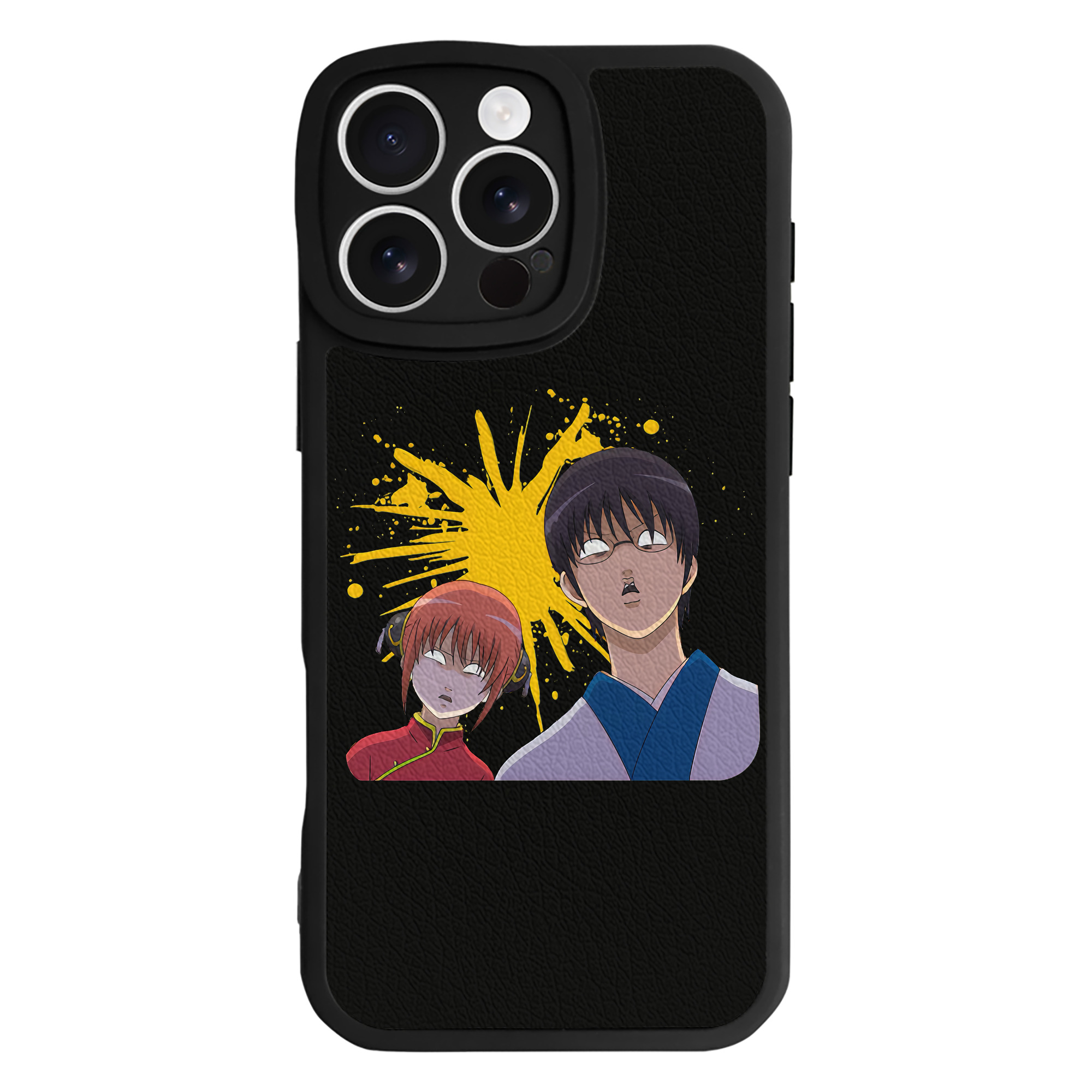 （画像用） ぎんたま 坂田銀時（さかたぎんとき） 神楽 志村新八（しむら しんぱち） GINTAMA Sakata Gintoki Kagura Shimura Shinpachi 【iPhone 16シリーズ対応】シリコンスマホケース（レザー調） 材質：シリコン